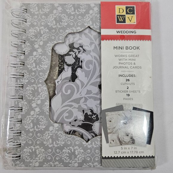 DCWV Wedding Mini Books Gray & White 26 Cutouts & 2 Sticker Sheets Lot of 2 NEW - Picture 3 of 6